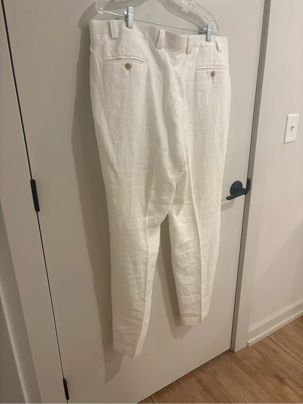 Lauren Ralph Lauren White 100% Linen Trouser Pants Beach Wedding Resort 40 x 32